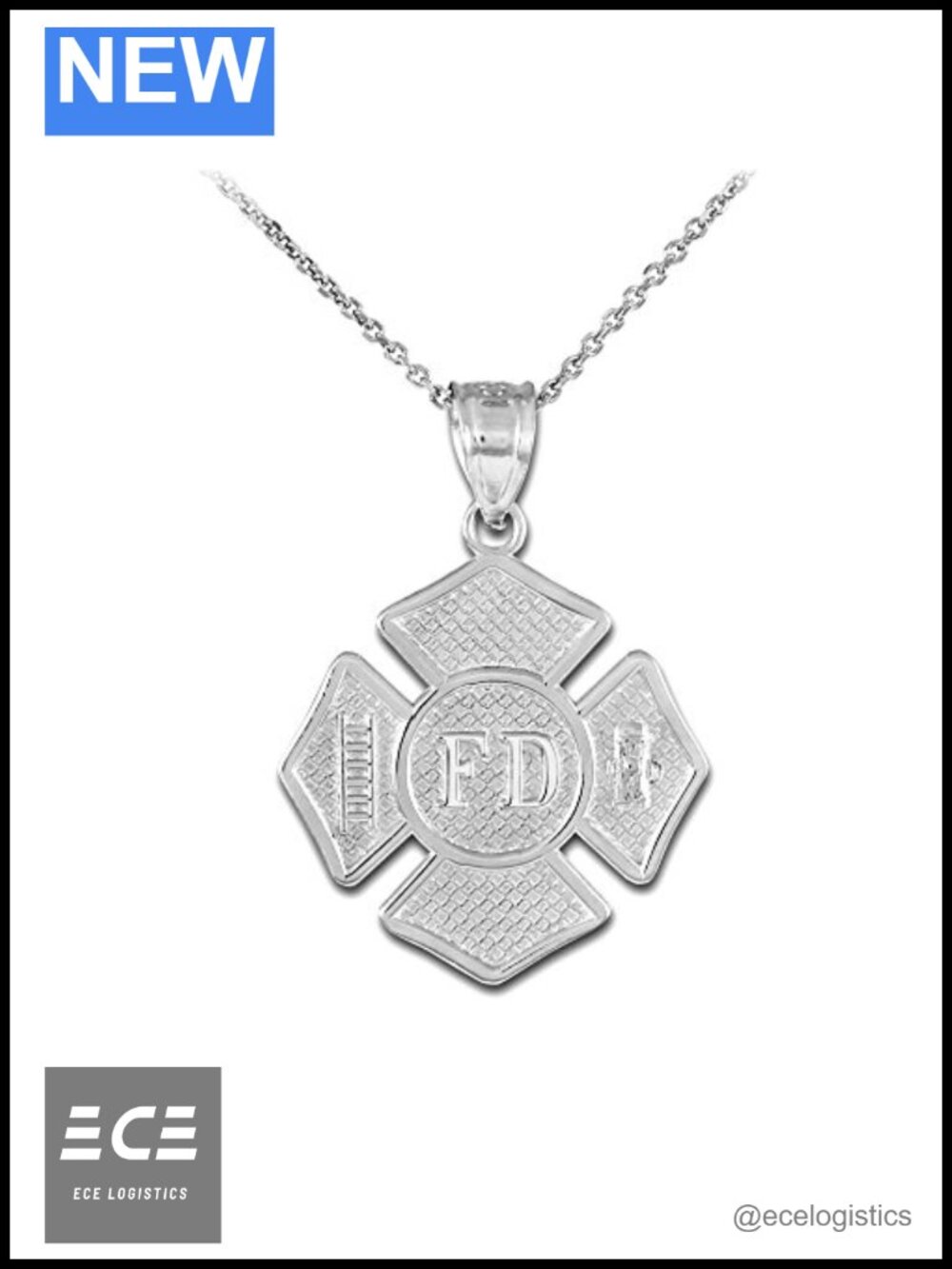 925 Sterling Silver St Florian Firefighter Medal Pendant Necklace 20"